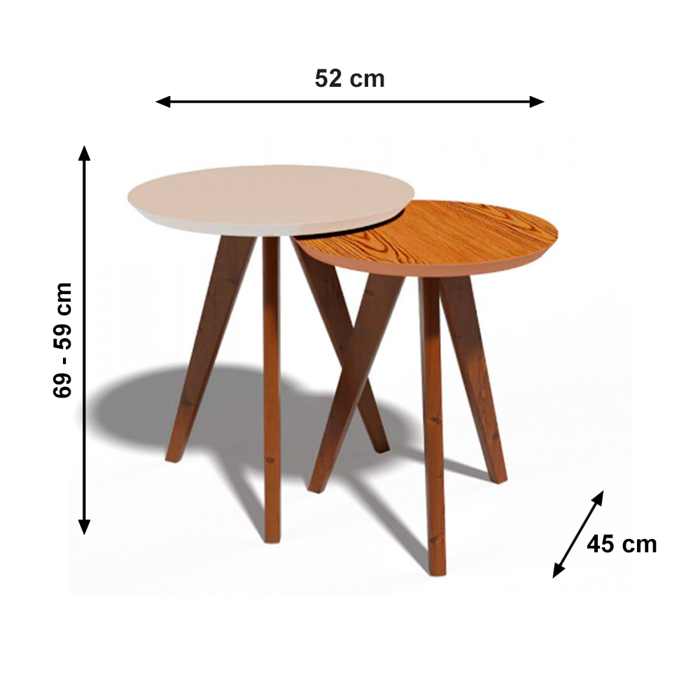 Conjunto Mesa Classic Lateral Redonda Off White Nature Imcal