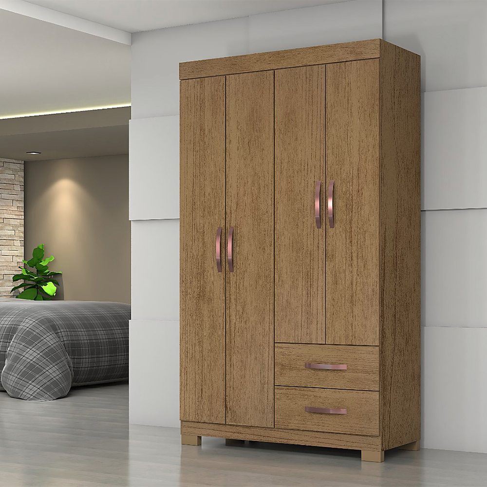 Roupeiro Light Plus 4 Portas com Pé Cinamomo Josan