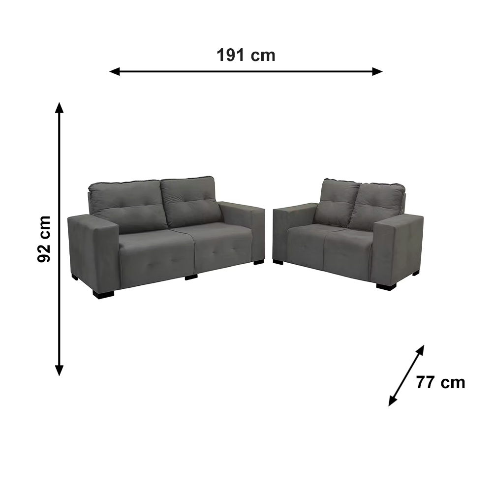 Sofa 2x3L Sena Vellus Light Castor J.A ESTOFADOS