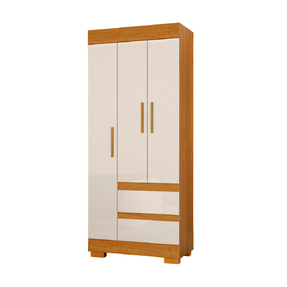 Roupeiro Maya 3P MDP Cinamomo/Off White ACP Moveis