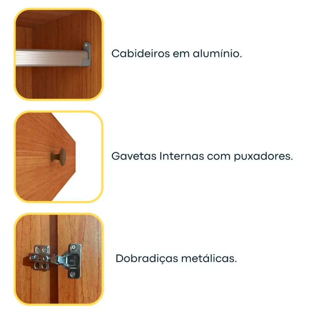Roupeiro 6 Portas Cataguases com Pés Cinamomo Moveis TCIL