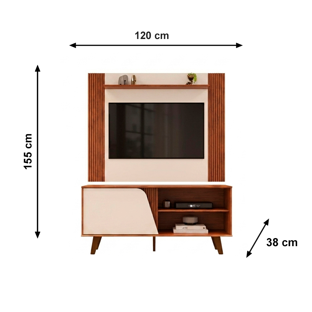 Rack com Painel Iris Freijo/Off White DJ Moveis
