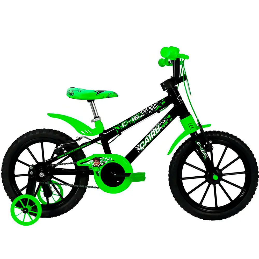 Bicicleta Aro 16 MTB ABS Preto/Verde Ciclo Cairu