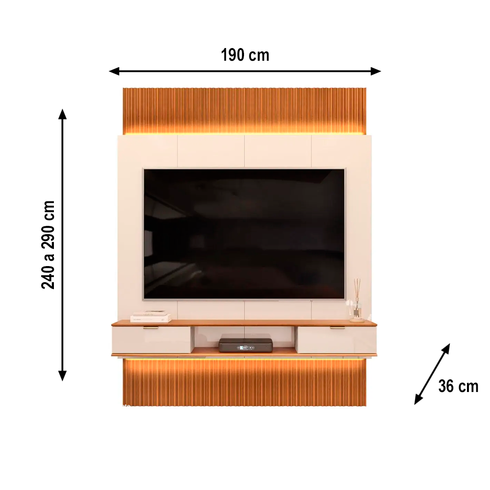 Painel Extensivel Hit 190 Freijo/Off White DJ Moveis