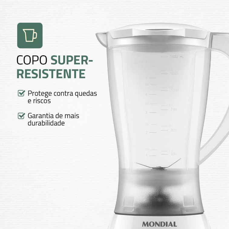 Liquidificador 2V Easy Power L-550 550W 220V Branco Mondial