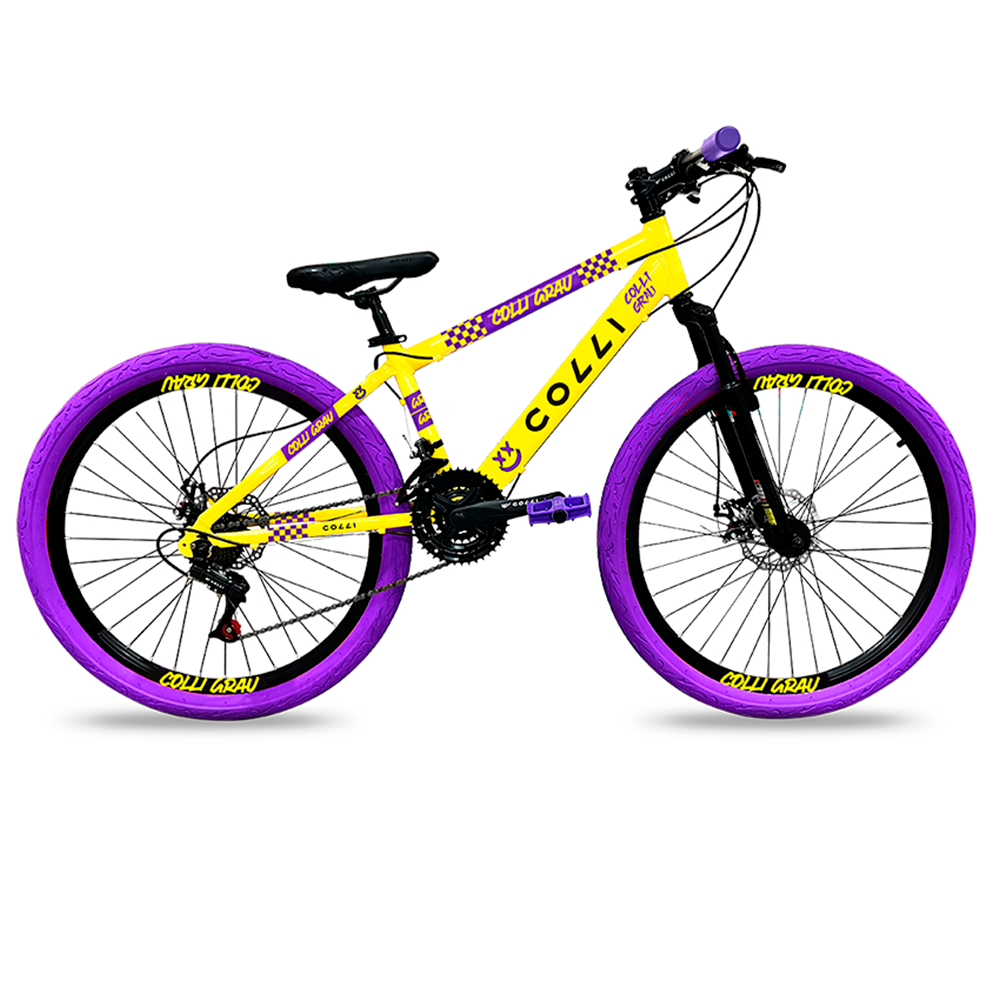 Bicicleta Aro 26 Grau F/Disco 21v Amarelo Fosco D Colli