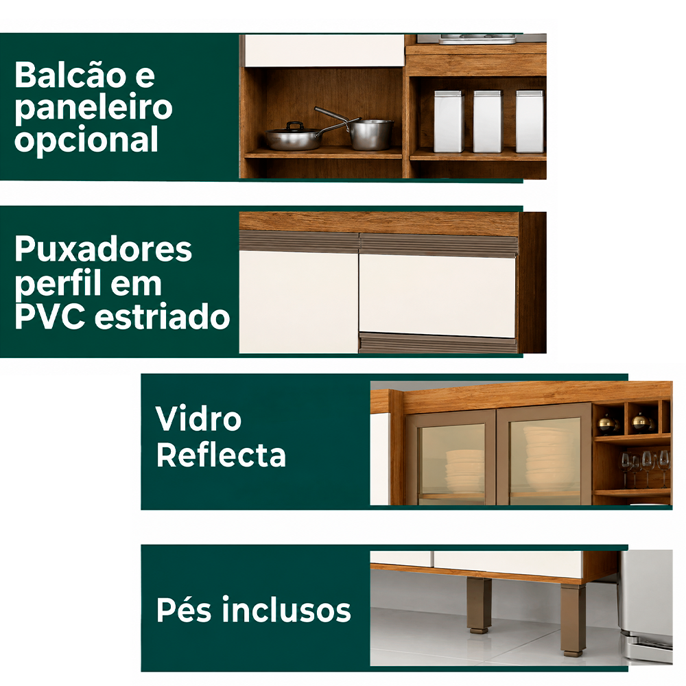 Cozinha Completa Volare 5 Peças Cinamomo/Off White Josan