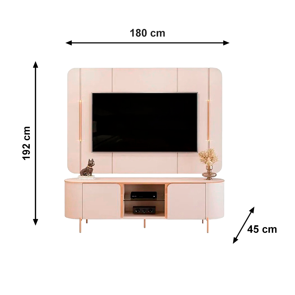 Bancada com Painel Adele Off White/Off White DJ moveis