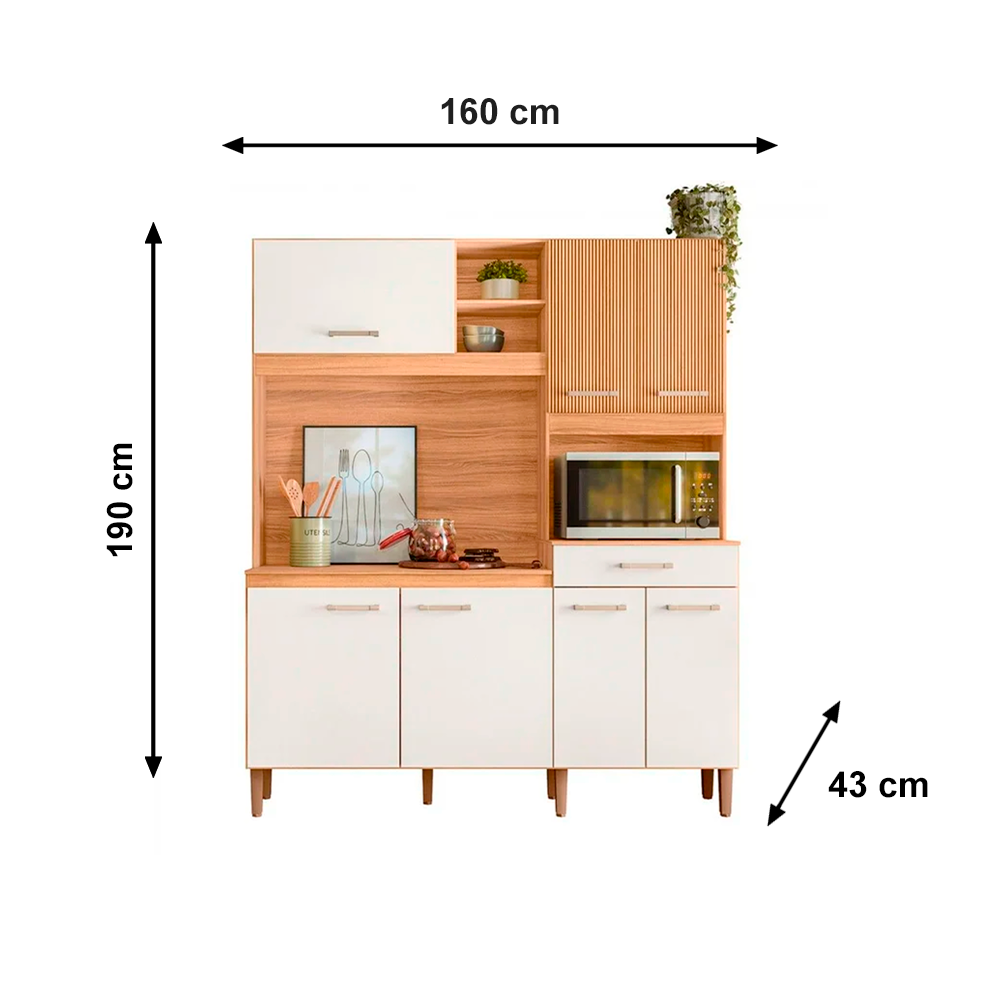 Kit Cozinha Yara 160 Freijo/Off White CRT/RIP Freijo PTA FECHADA Nicioli