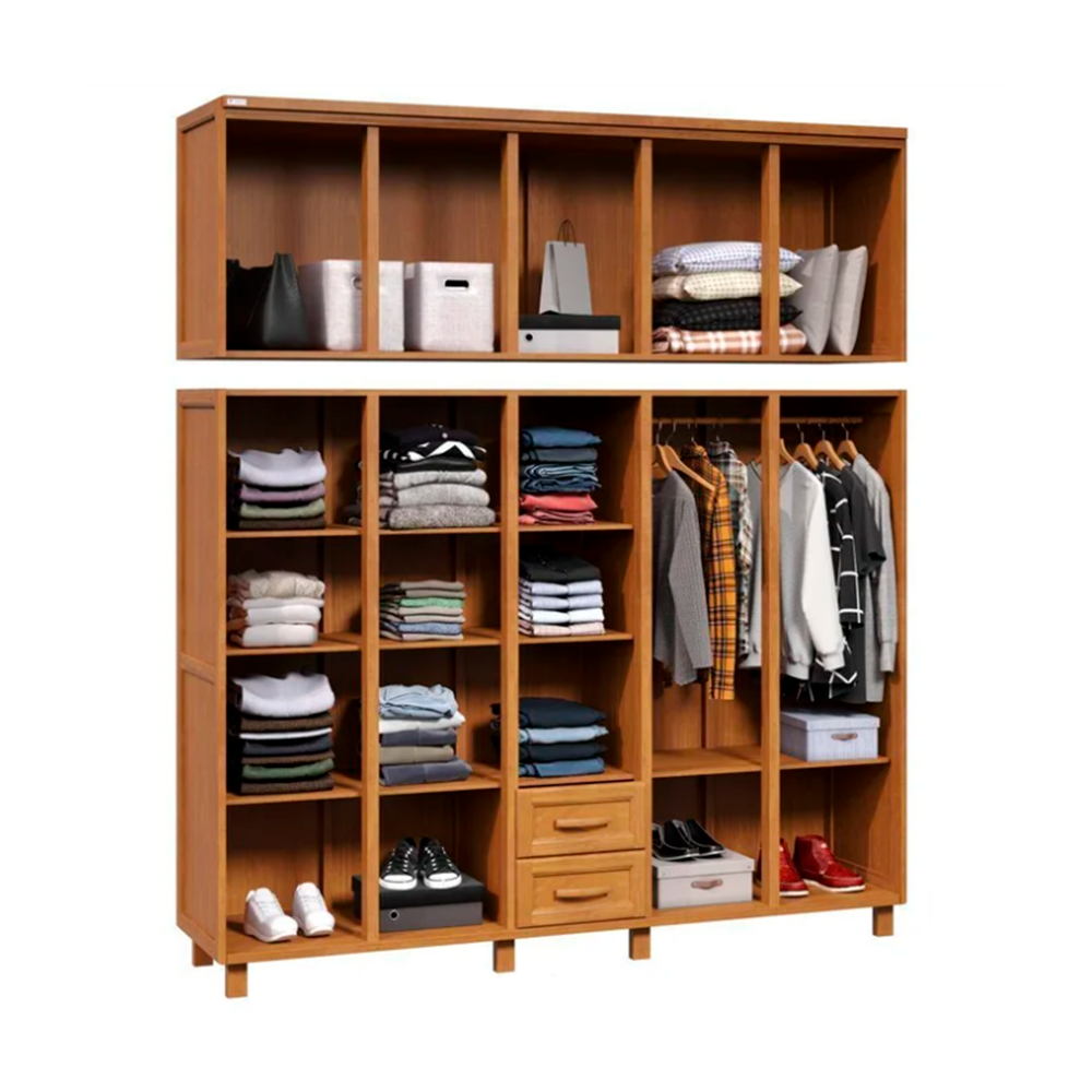 Roupeiro Dallas SUP 5P Pequenas 4P Grandes C APLIQUE 1P ESP Puxador Carvalho Acetinado Tozetto