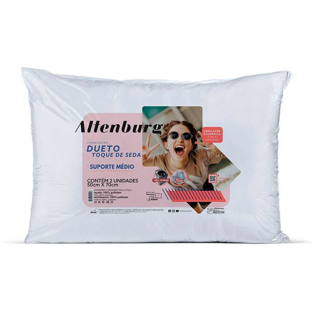 Travesseiro Dueto Toque De Seda 2 EM 1 Branco Altenburg