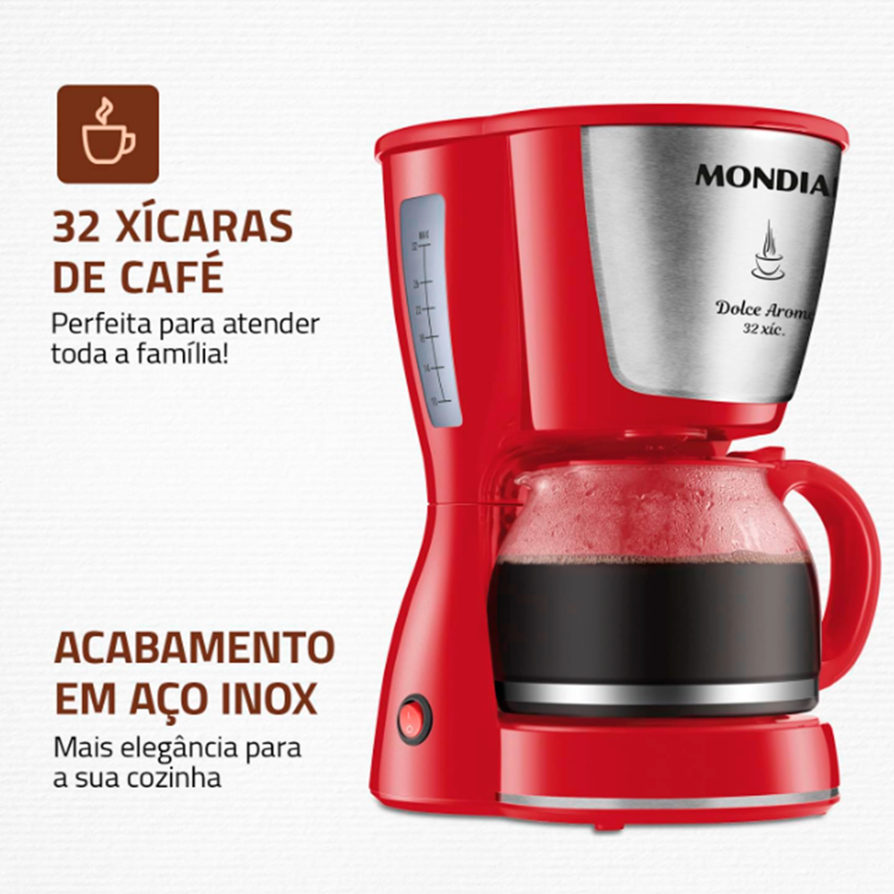 Cafeteira Dolce Arome C-32 32X 800W Vermelho/Inox Mondial