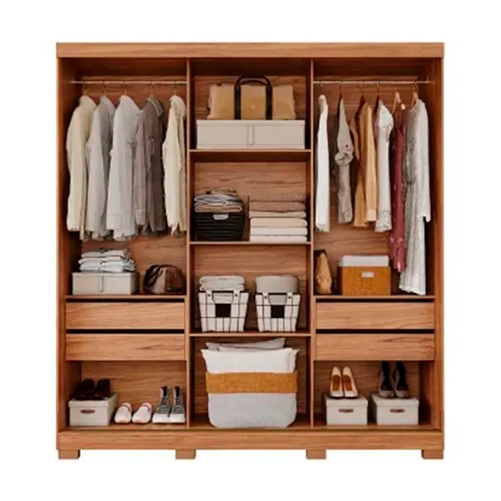 Roupeiro 3P Buzios Slide Glass Cafe Panan