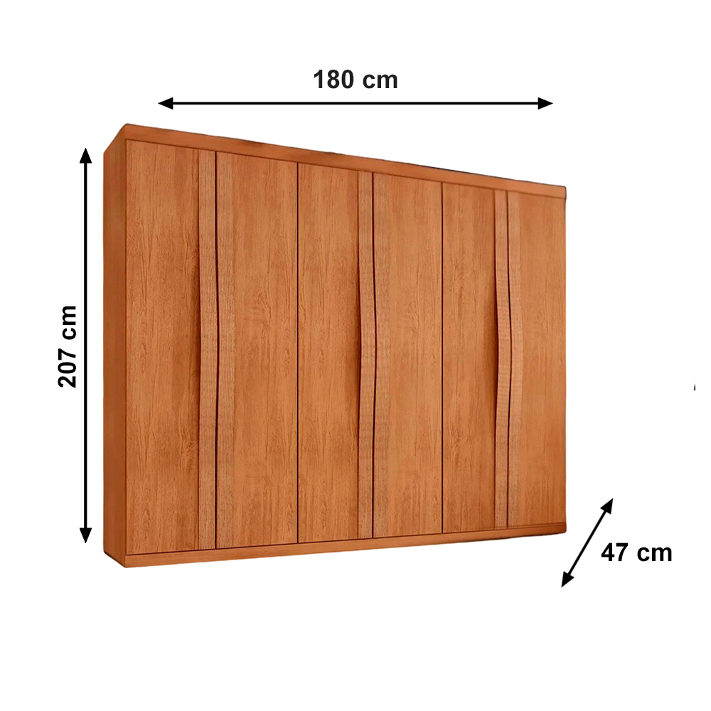 Roupeiro Grecia 6 Portas Nature/Naturale Rufato