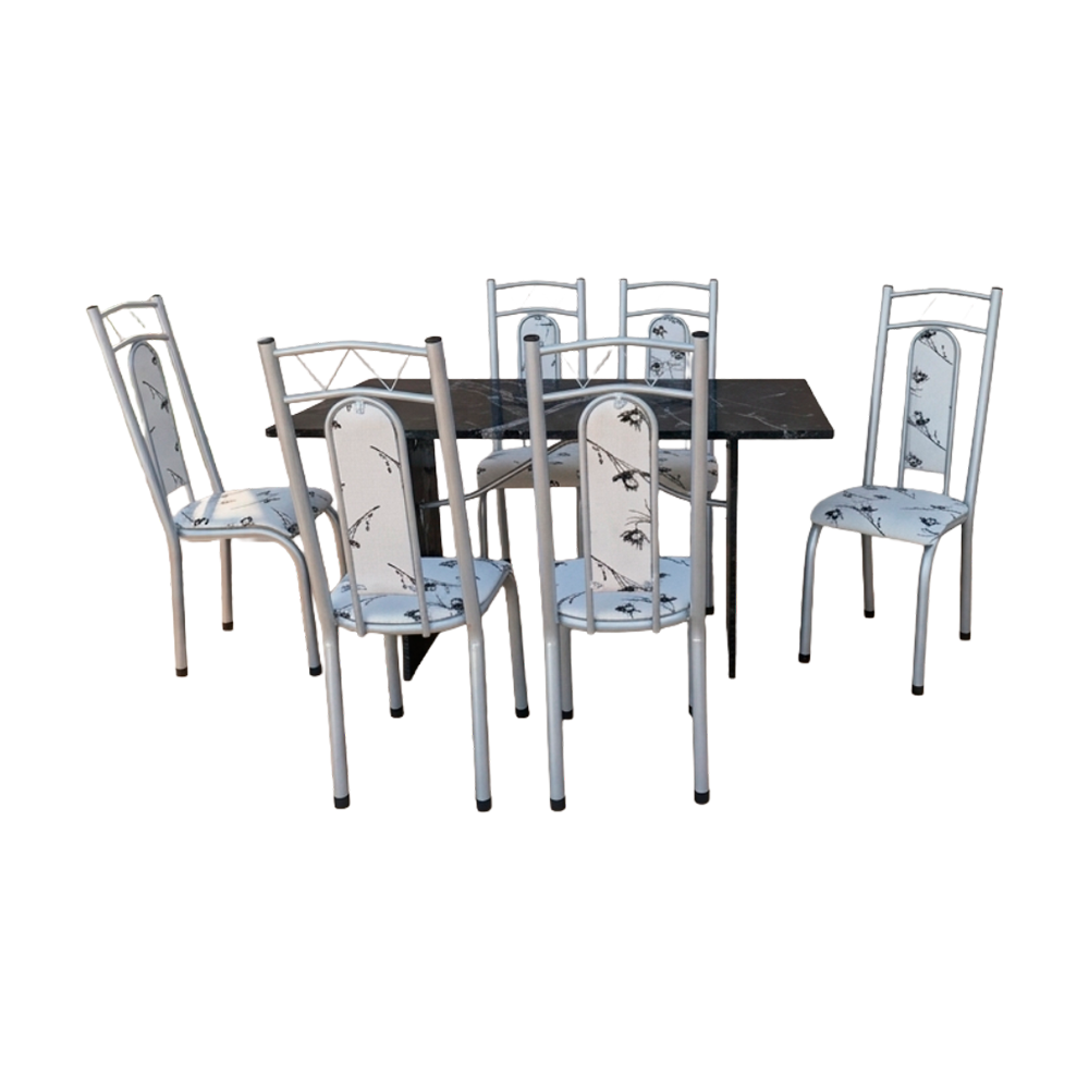 Mesa Paris 6 Cadeiras N 39 GR  Luxo BRM/Branco CI Aço Coelho