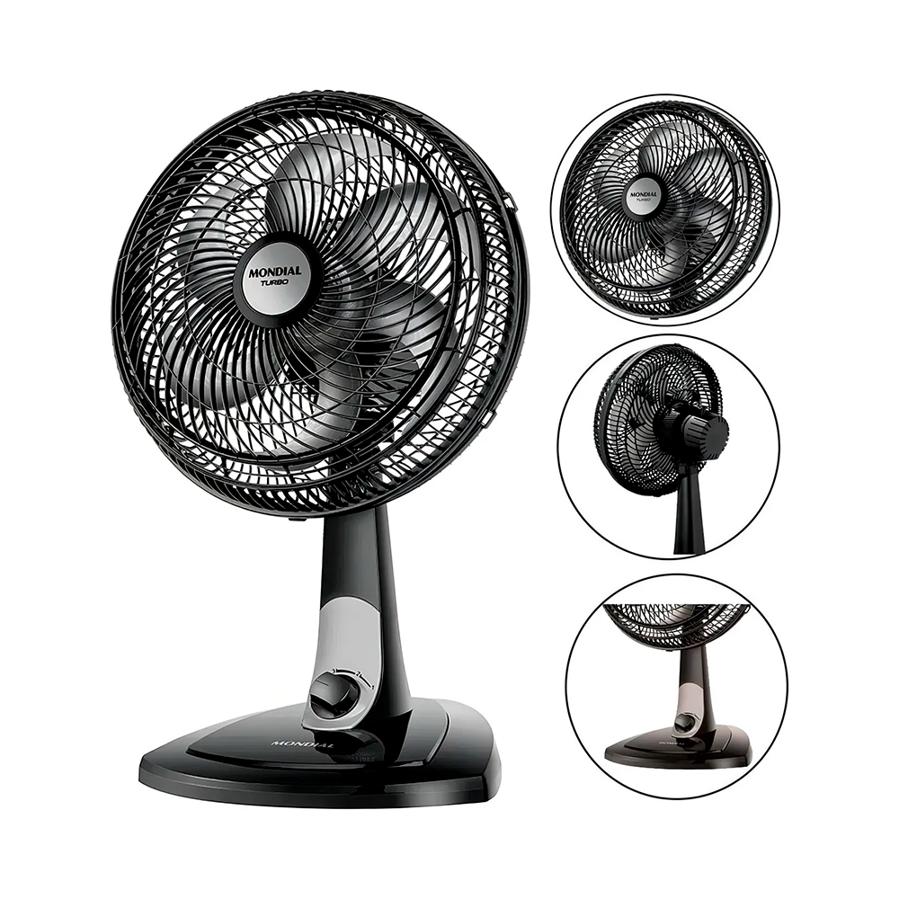Ventilador 30CM VT-30 Turbo Preto/Prata Mondial