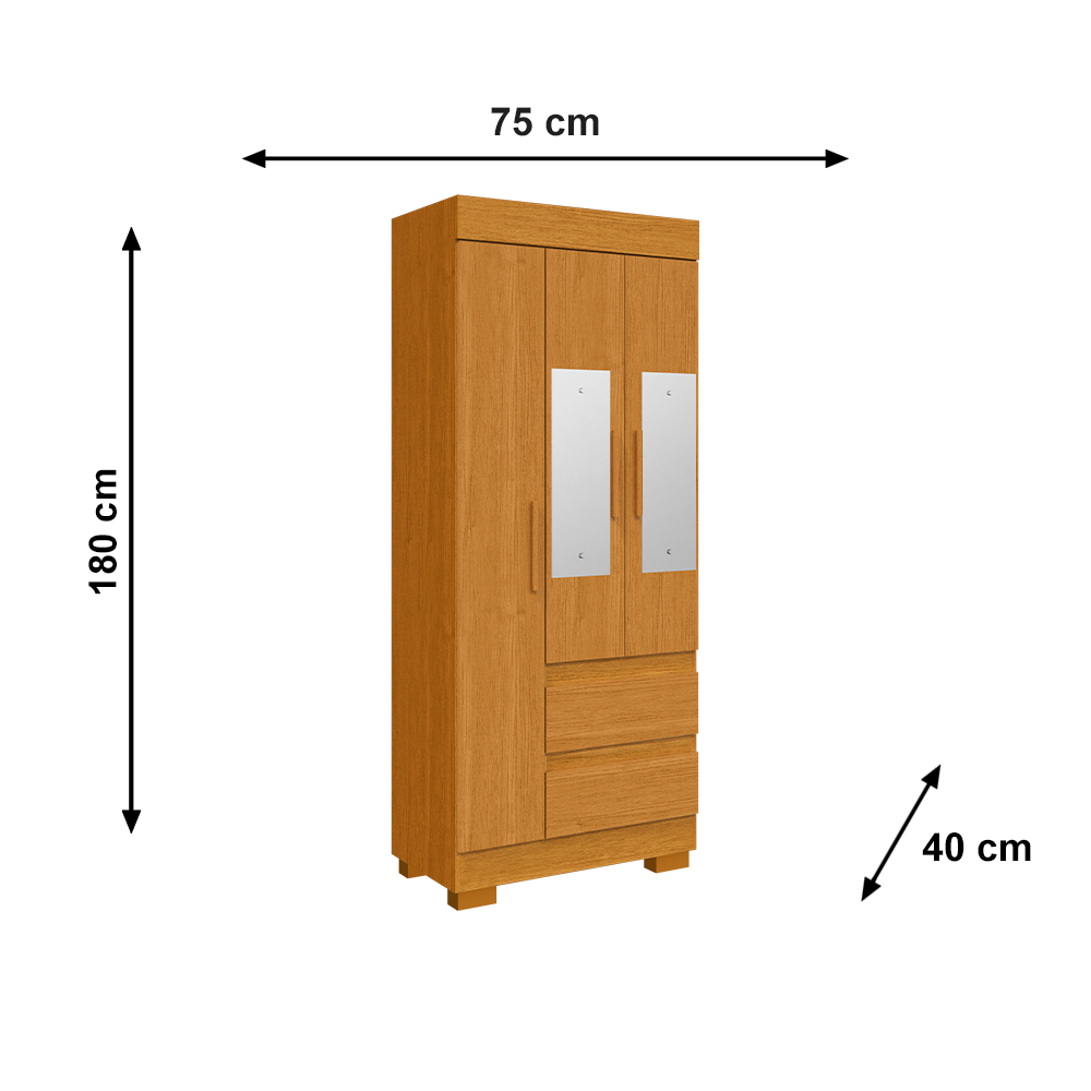 Roupeiro Maya 3P MDP Cinamomo ACP MOVEIS