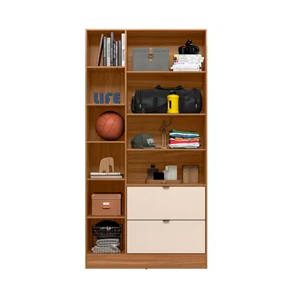 Armário Multiuso 2 Portas 2 Gavetas com Espelho Joy Amendola/Off White Demobile