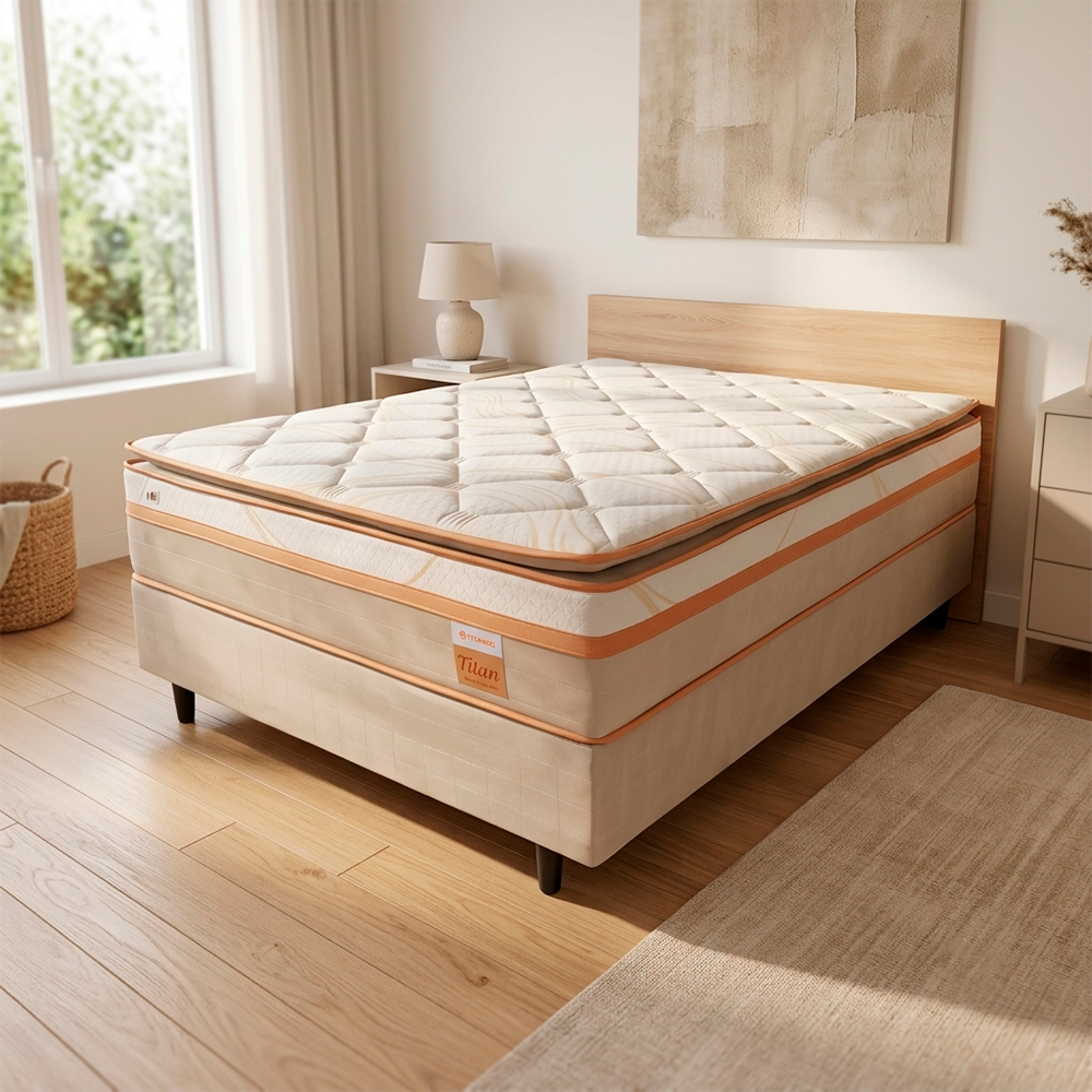 Conjunto Box Titan Molas Ensacadas 158X77 Titanio