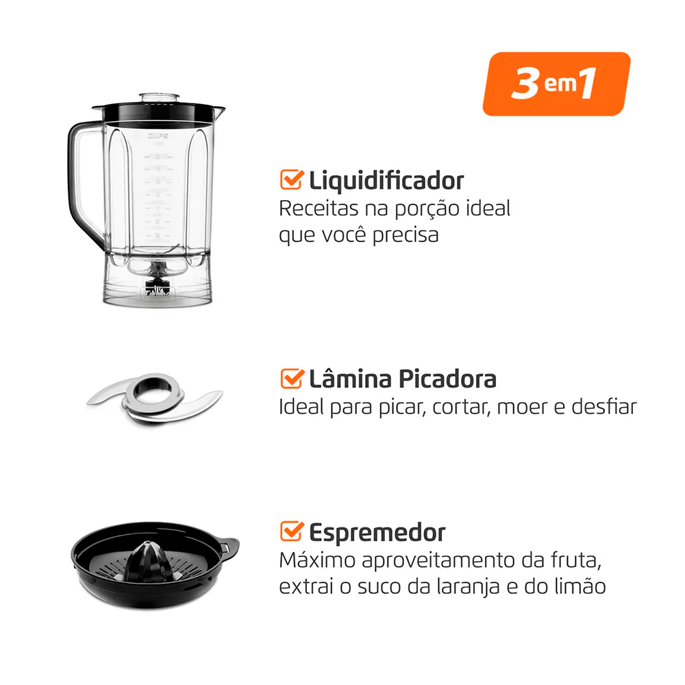 Multiprocessador 2V MPN-01 1000W Preto Mondial