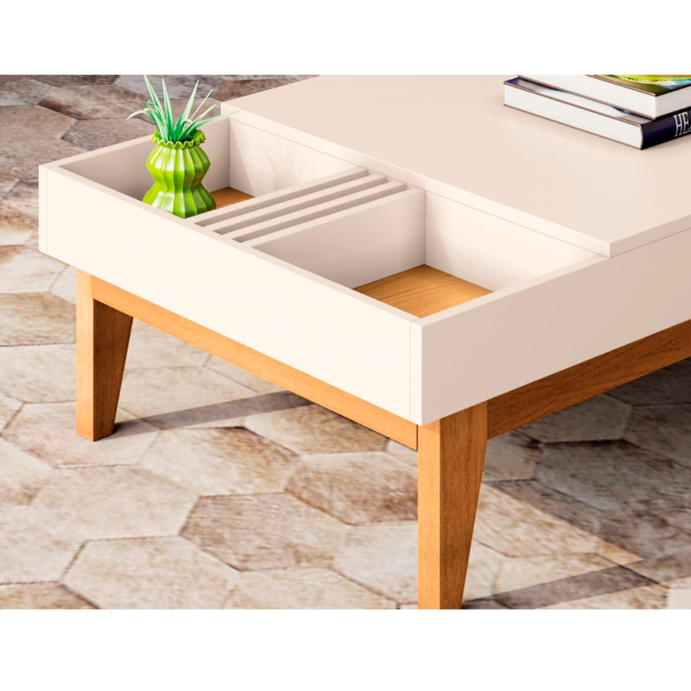 Mesa De Centro Vitta Off White/Cinamomo HB Moveis