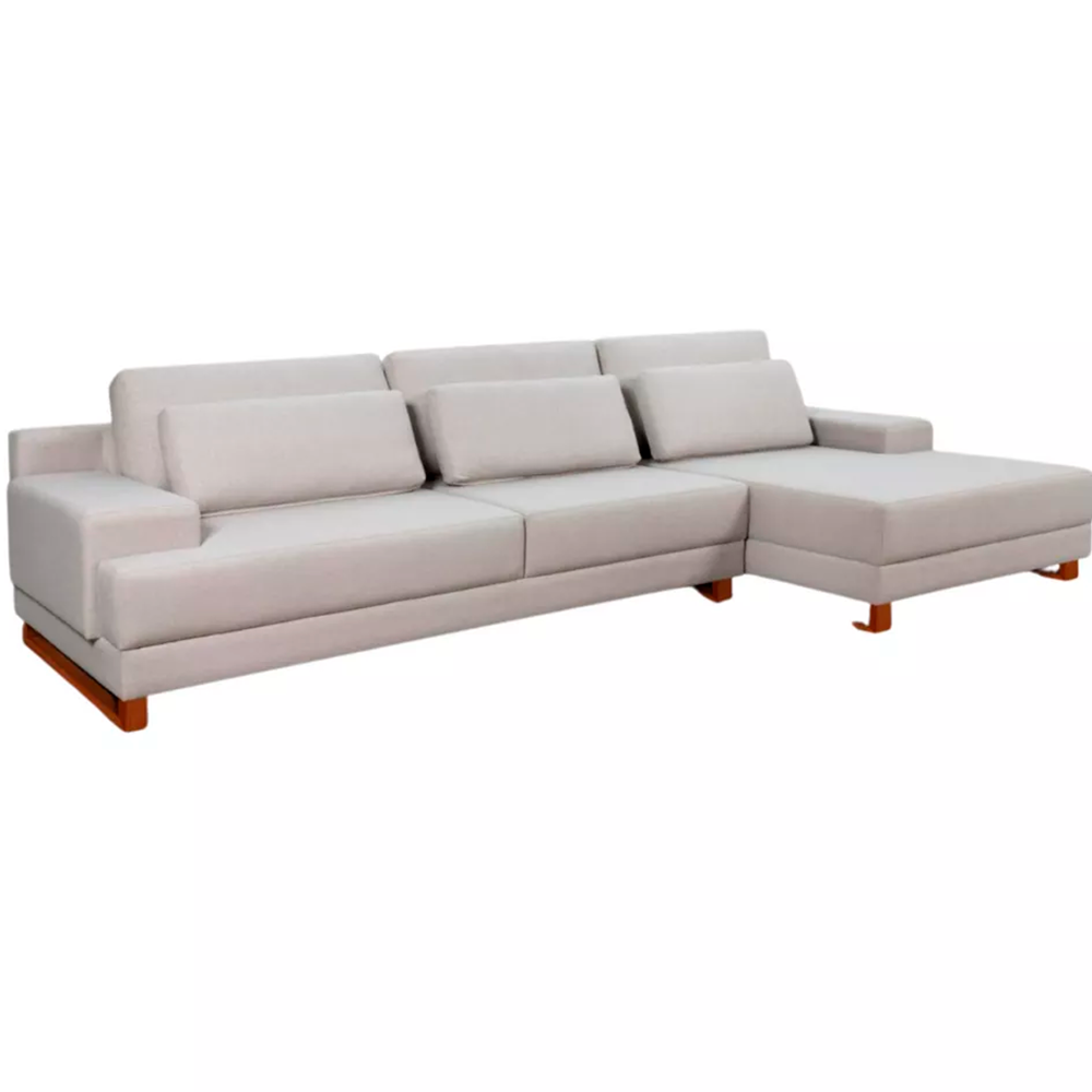 Sofa Lisboa Chaise Mad Tecido GR Cinza Estofados Primor