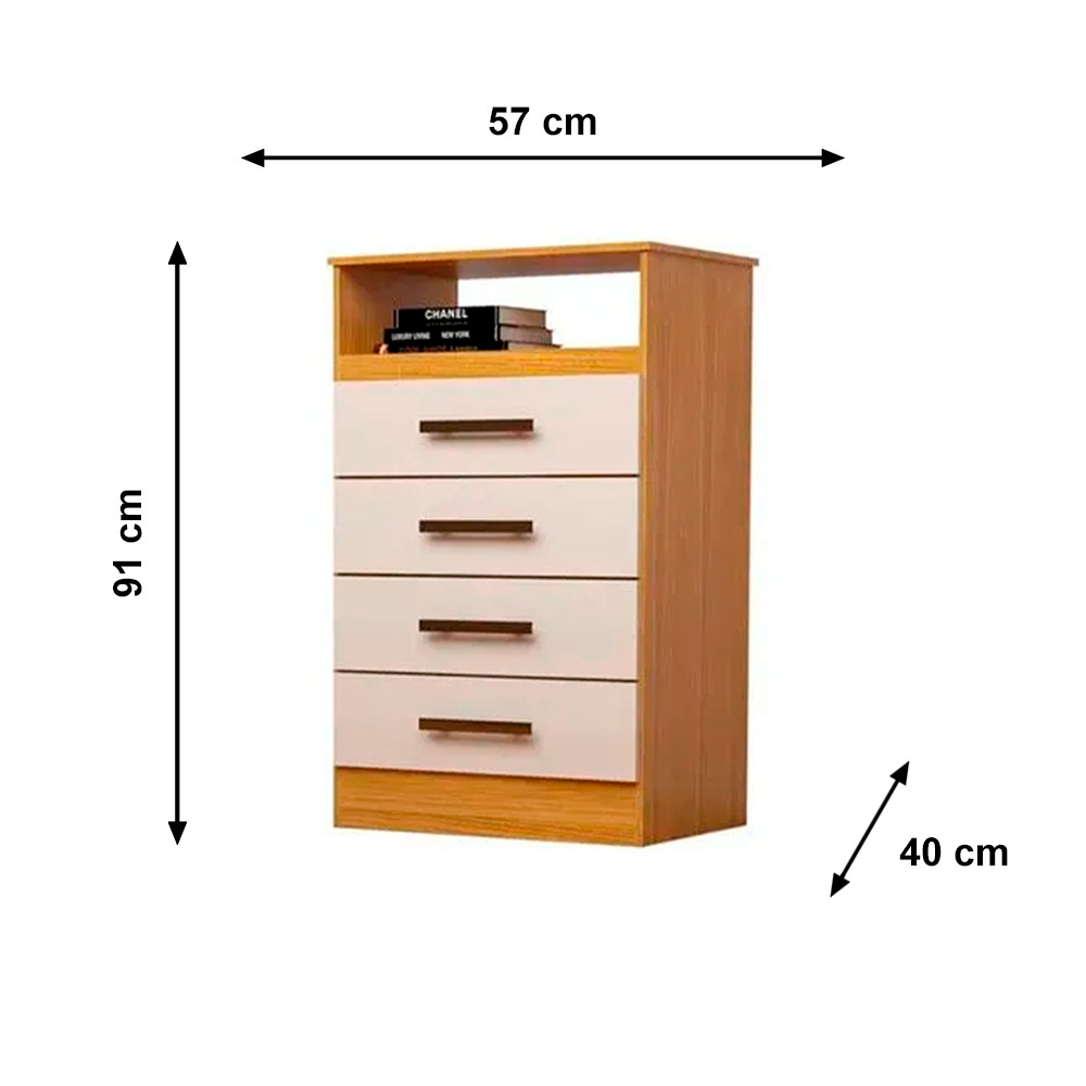 Comoda Jessica Cinamomo/Off White/Cinamomo ACP Moveis