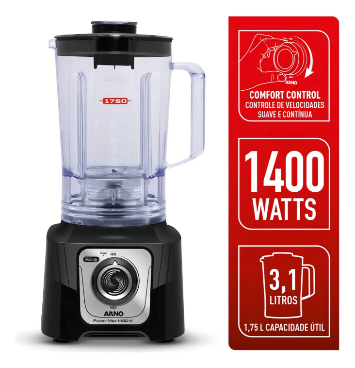 Liquidificador 15V Max Ln65 Confort Preto Arno