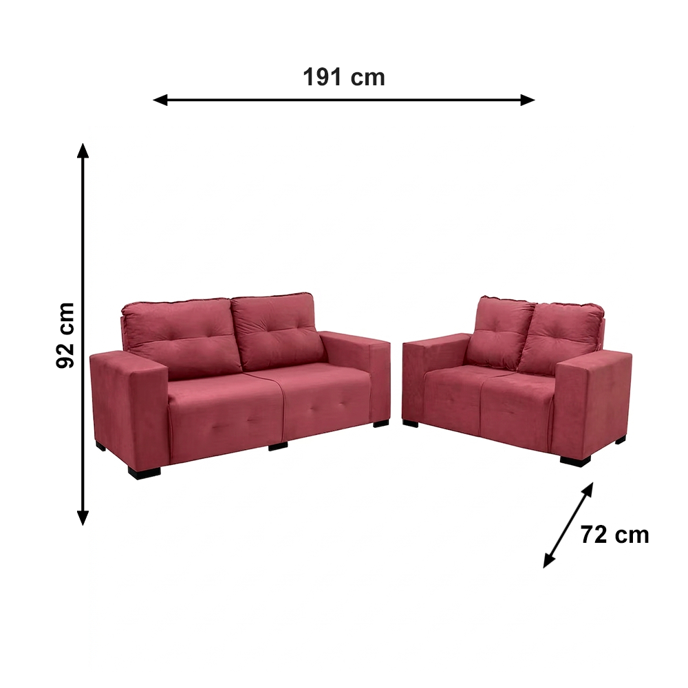 Sofa 2x3L Sena Vellus Light Rosa J.A ESTOFADOS
