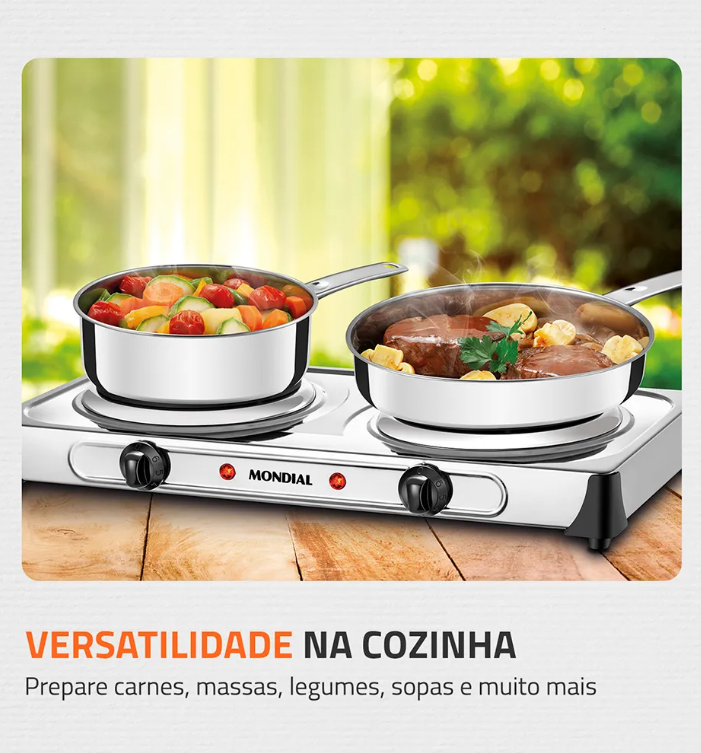 Fogão 2B Eletrico FE-03 Prata Mondial