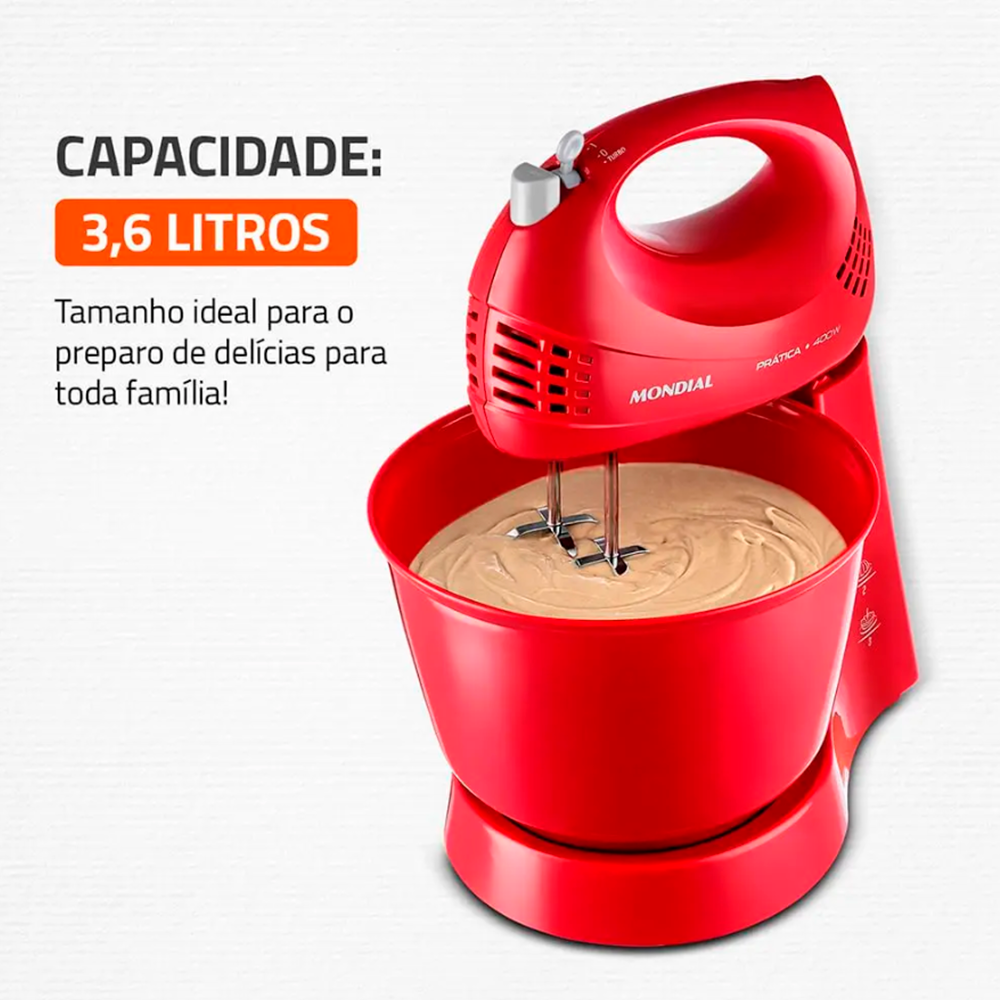 Batedeira 3V Pratica B-44 440W Vermelho Mondial