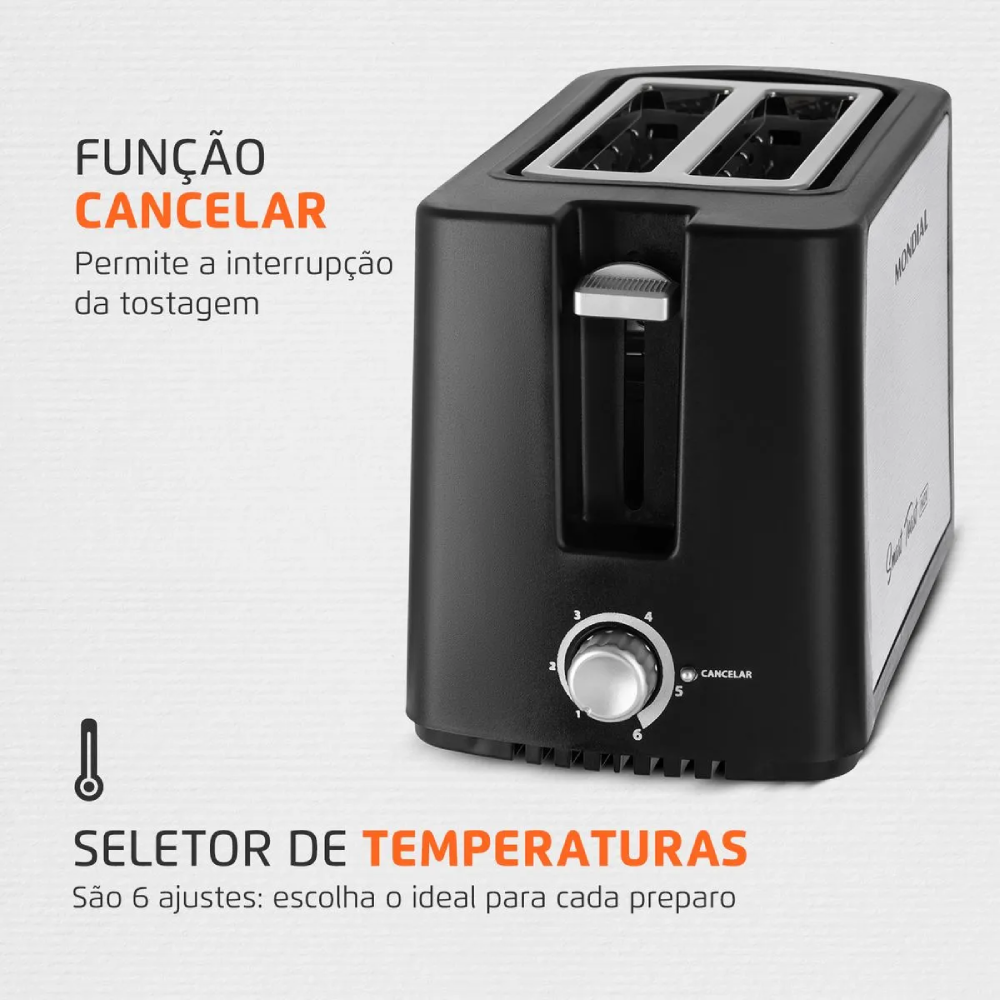 Tostador Paes T-13 220V/60Hz Preto/Inox Mondial