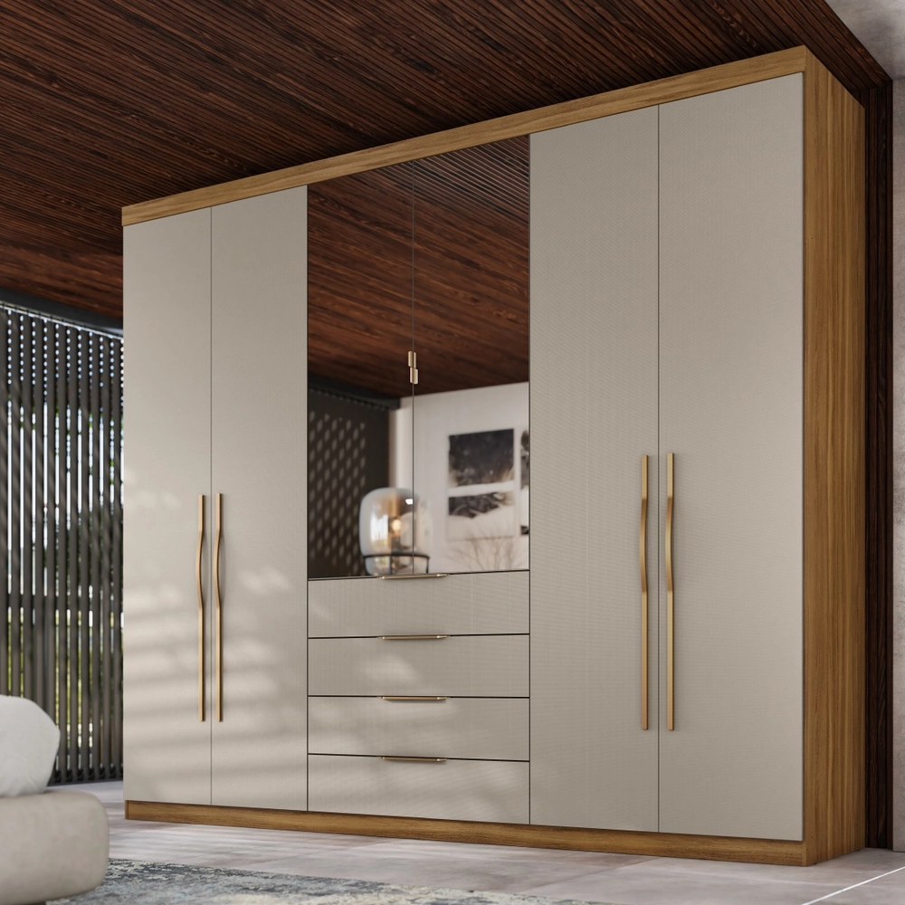 Roupeiro 6 Portas Giardino C/Pés Amendola/Nude Prime TX Demobile