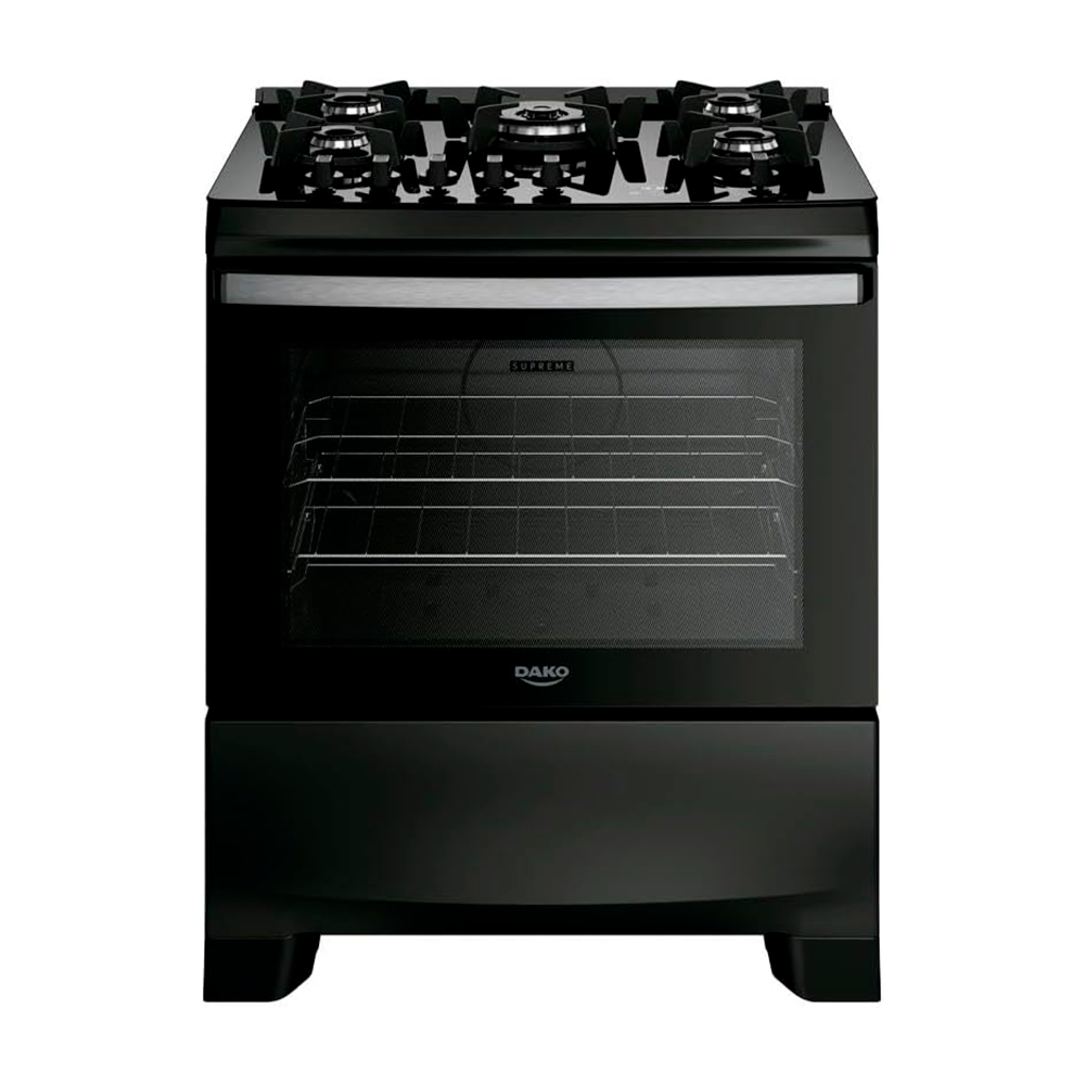 Fogão 5B Supreme Glass Preto Dako/Atlas