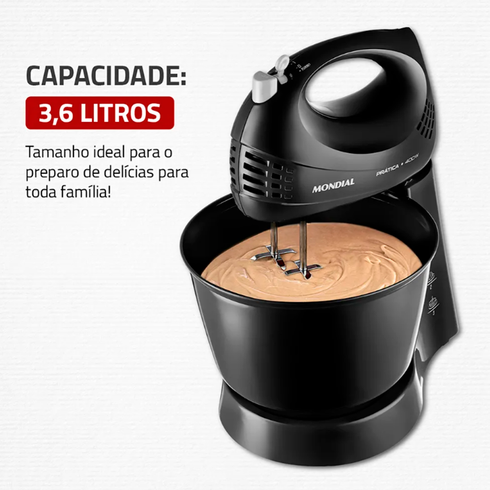 Batedeira 3V Pratica B-44 400W Preto Mondial