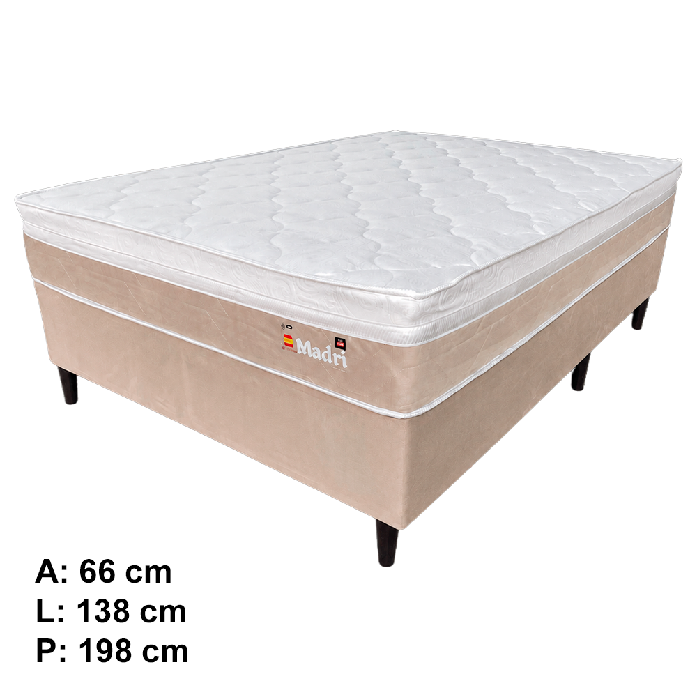 Conjunto Box Madri Molas Ensacadas Casal 138x66 Titanio