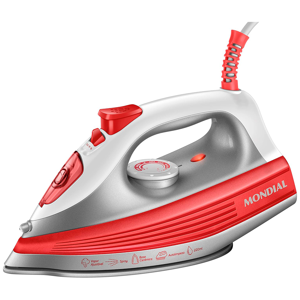 Ferro A Vapor FVN-0-O Vermelho Mondial