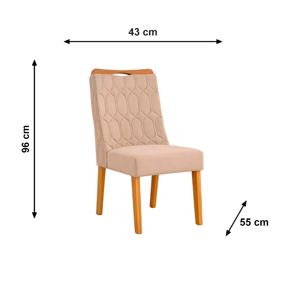 Conjunto Cadeira Bia Cedro/Veludo Kraft DJ MOVEIS