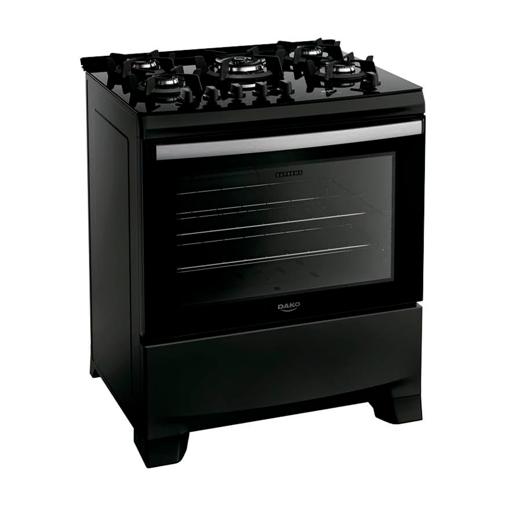 Fogão 5B Supreme Glass Preto Dako/Atlas