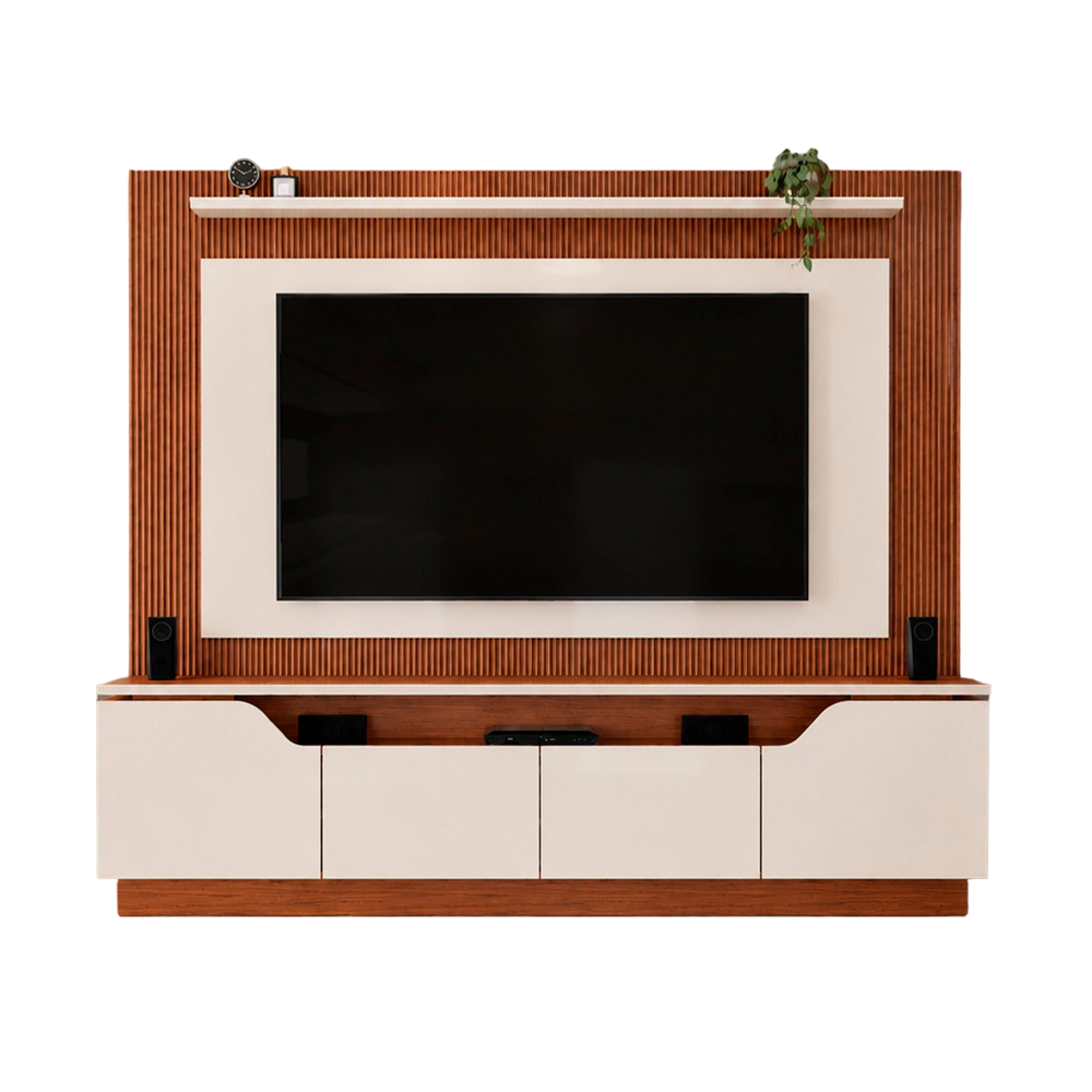 Home Titan com Pés Off White/Freijo DJ Moveis