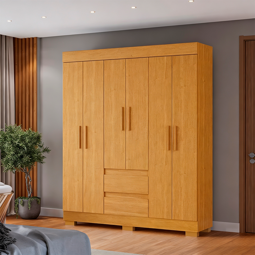 Roupeiro Maya 6 Portas MDP Cinamomo ACP Moveis