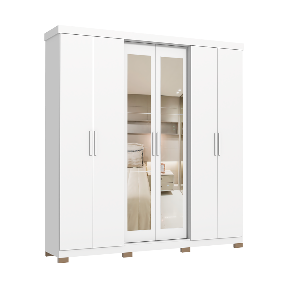 Roupeiro 6 Portas Argos Branco Avelan