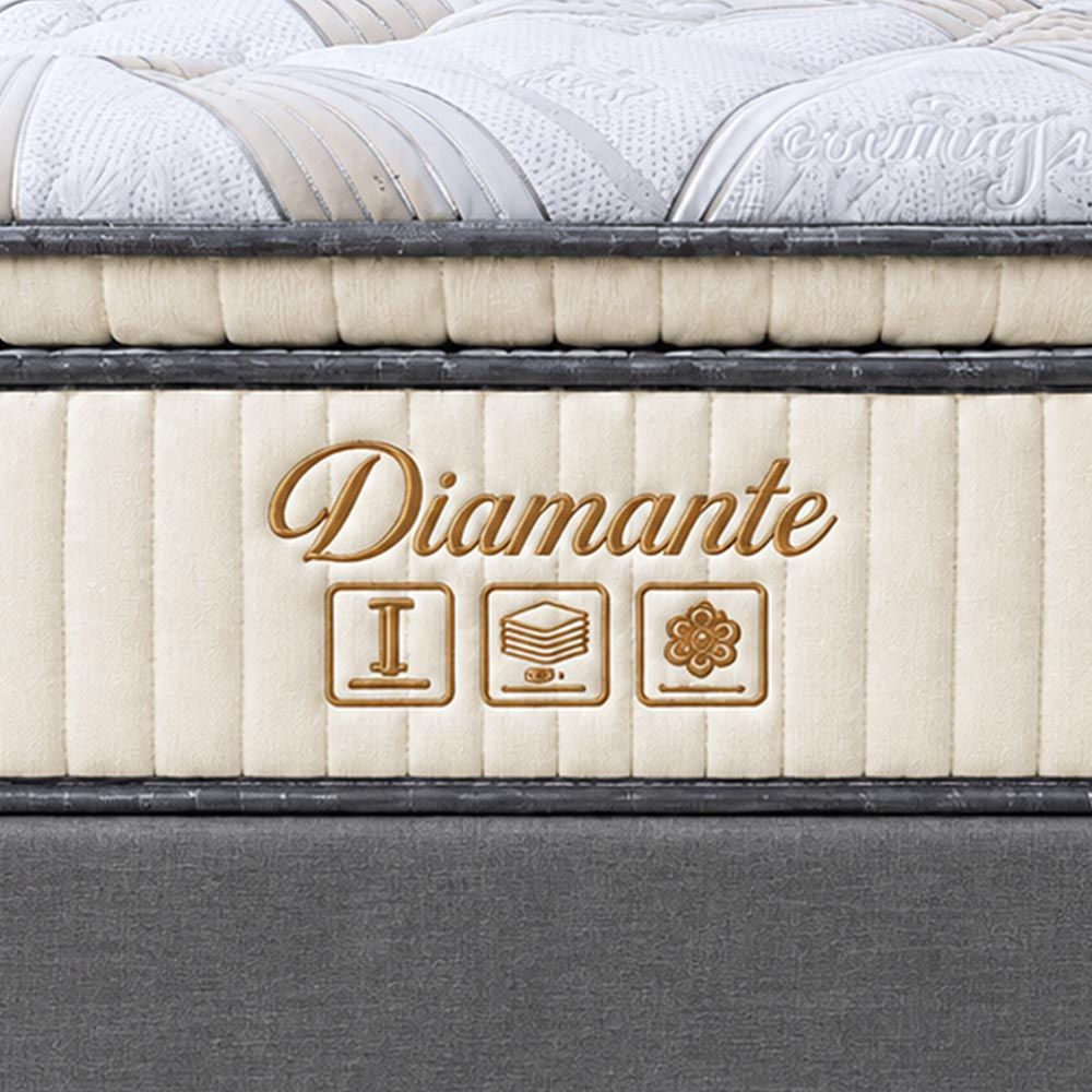Conjunto Box Solteiro Diamante com Pillow Top e Molas Ensacadas 88x188 Softflex