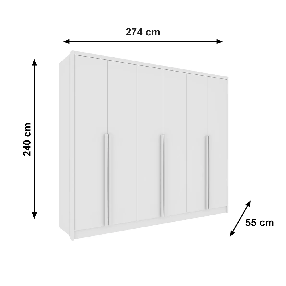 Roupeiro 6 Portas Realeza com 8 Pes Neve Moveis TCIL