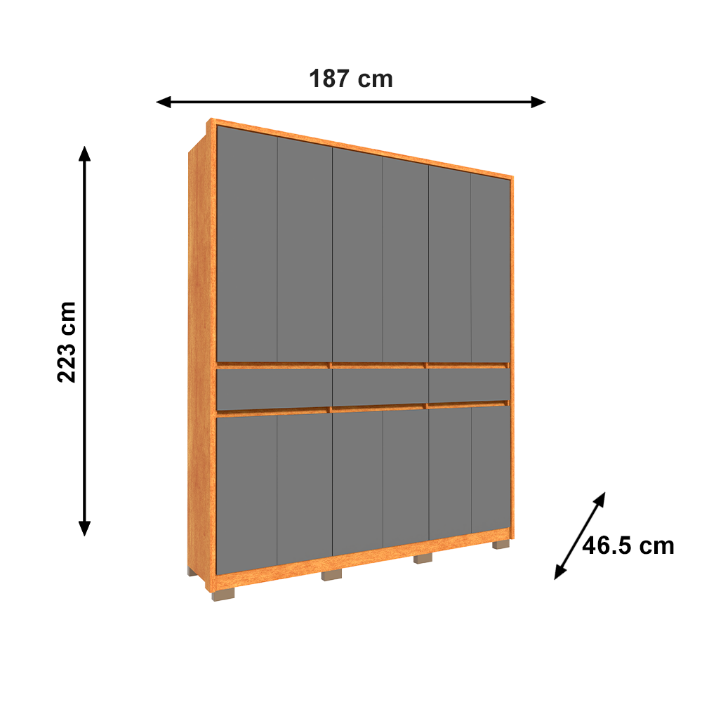 Roupeiro Havana Com Pés Freijo Grafite Avelan