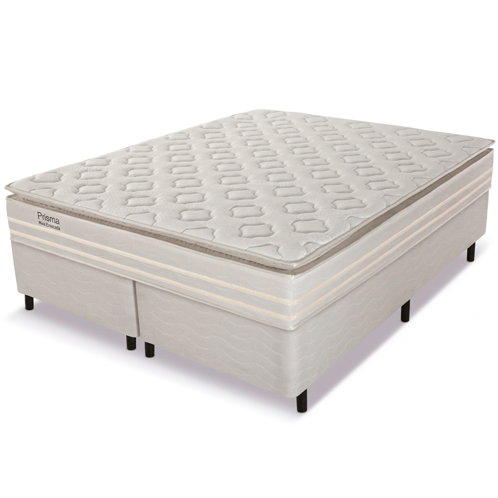 Conjunto Box Queen Prisma Molas Ensacadas 158x32 + Base Prisma 158x42 Reconflex