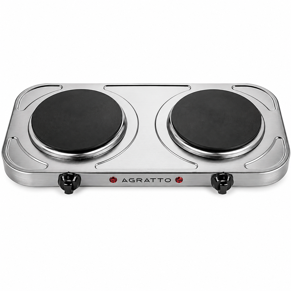 Fogão Elétrico de Mesa 2 Bocas Inox 2000W Agratto