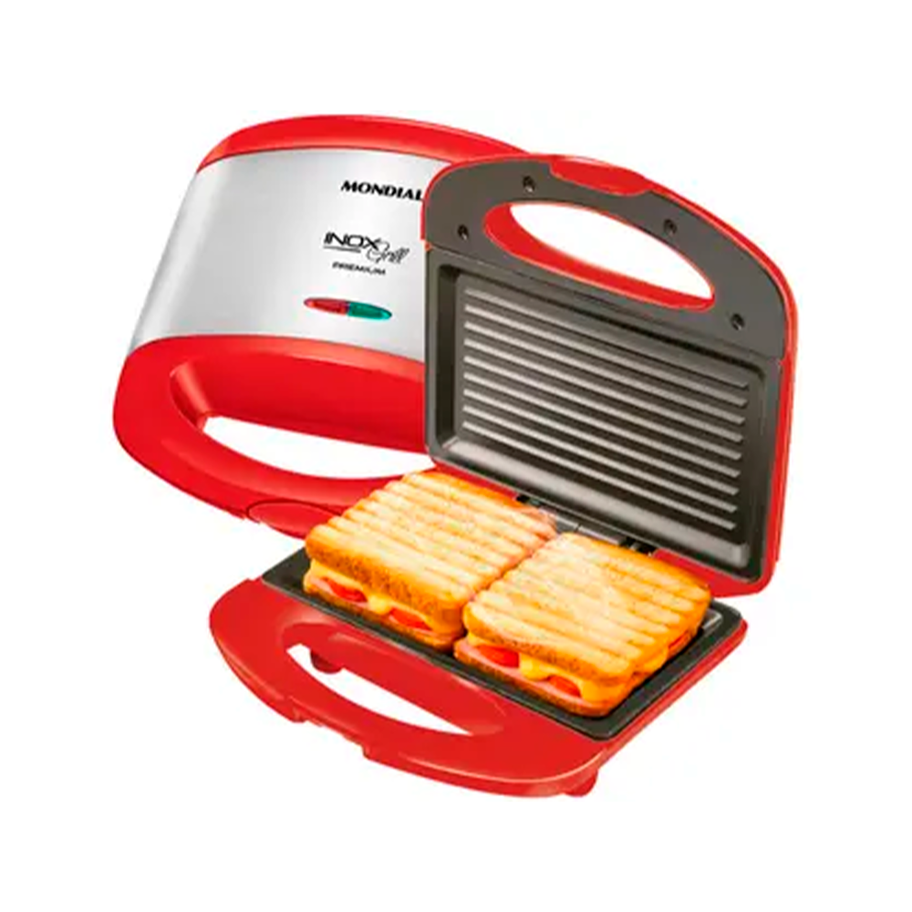 Sanduicheira S-19 800W Vermelho/Inox Mondial