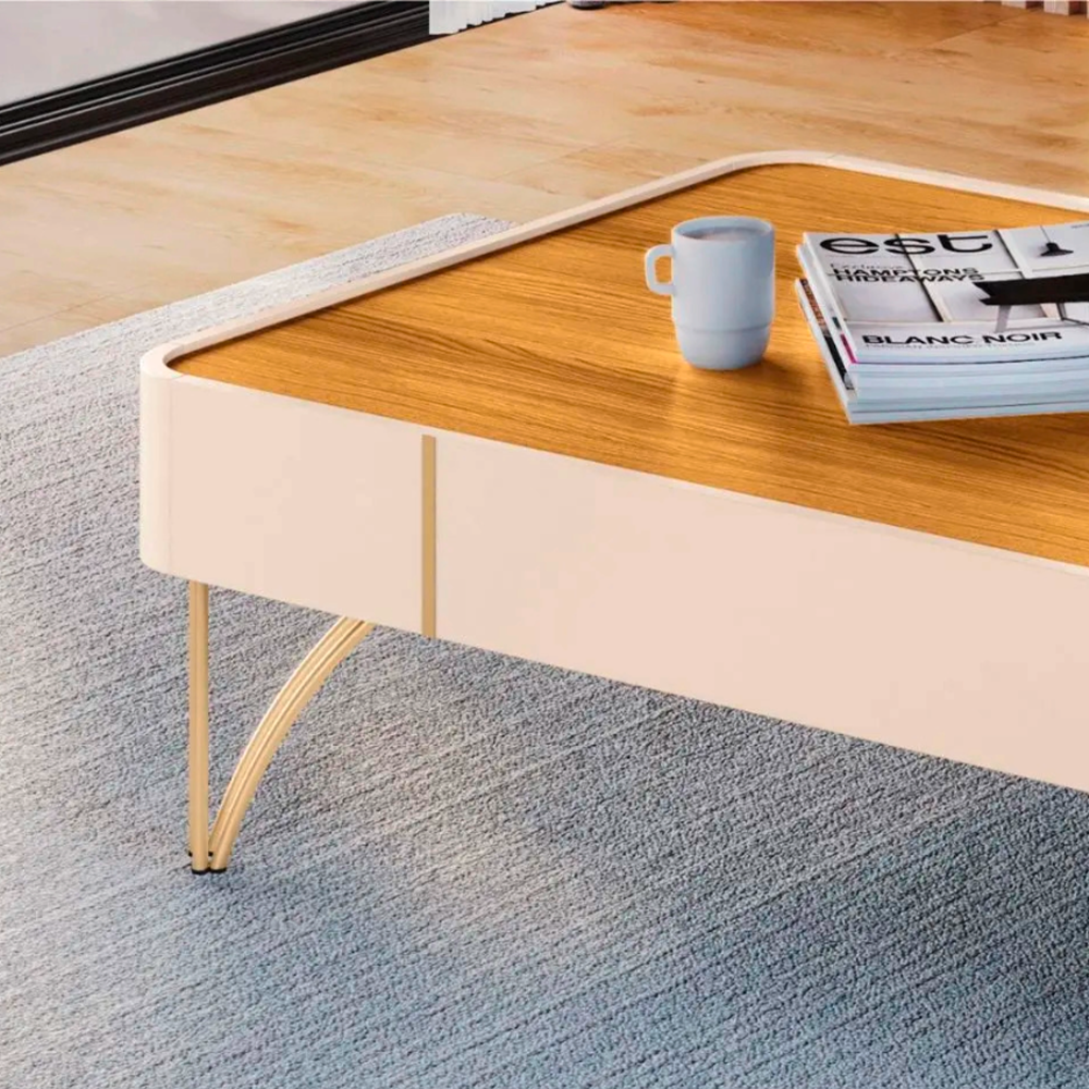 Mesa De Centro Cadenza Off White/Cinamomo HB Moveis