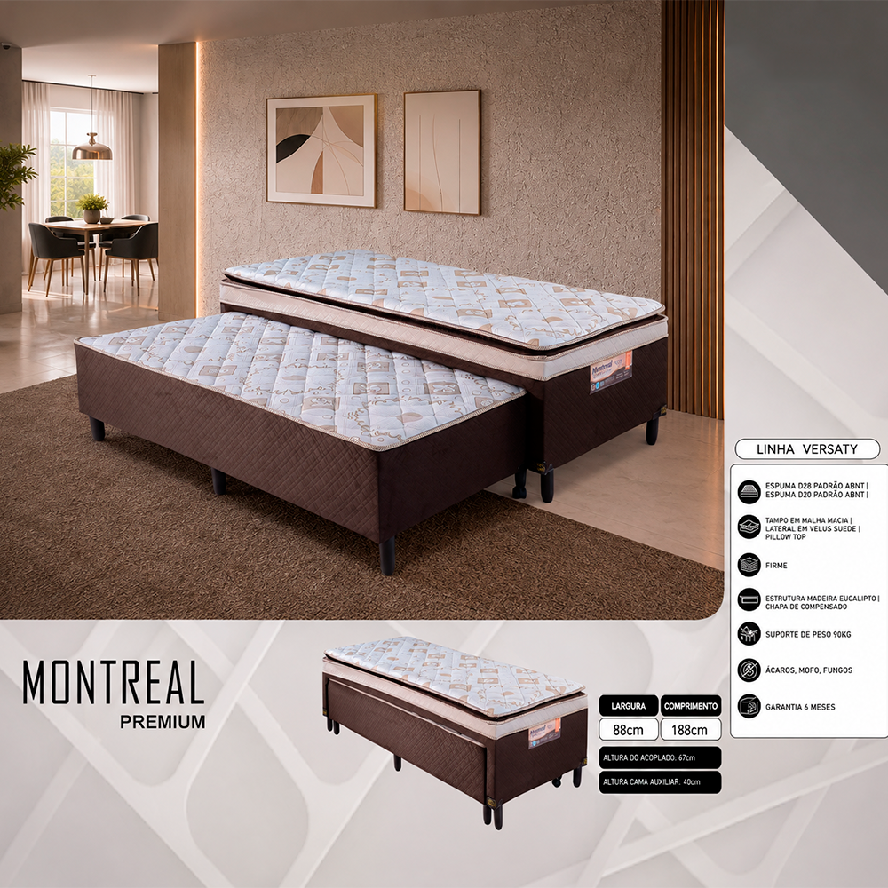 Conjunto Box Solteiro Montreal Premium 88x64 Caza Nobre